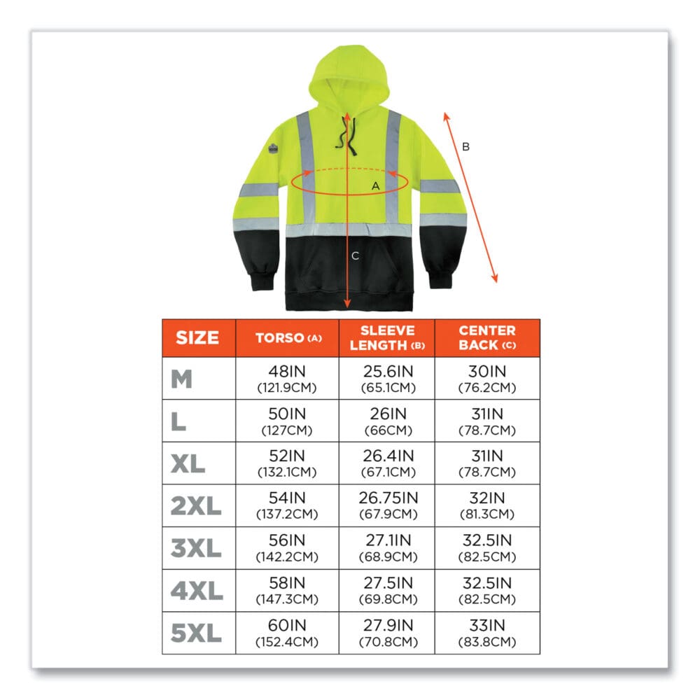 GloWear 8373 Hi-Vis Class 3 Hooded with Sweatshirt Black Bottom, Polar Fleece, Lime, Medium, Ships in 1-3 Business Days - Image 3