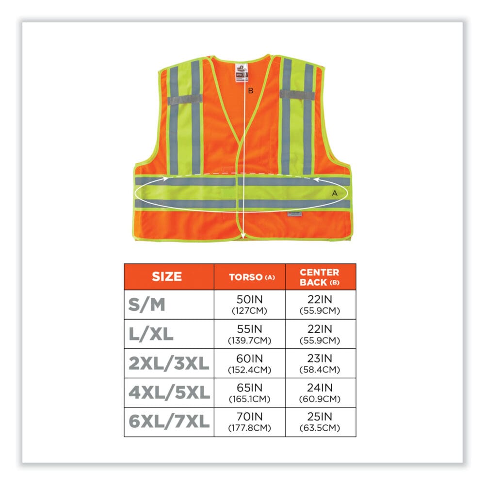 GloWear 8245PSV Class 2 Public Safety Vest, Polyester, 4X-Large/5X-Large, Orange, Ships in 1-3 Business Days - Image 5