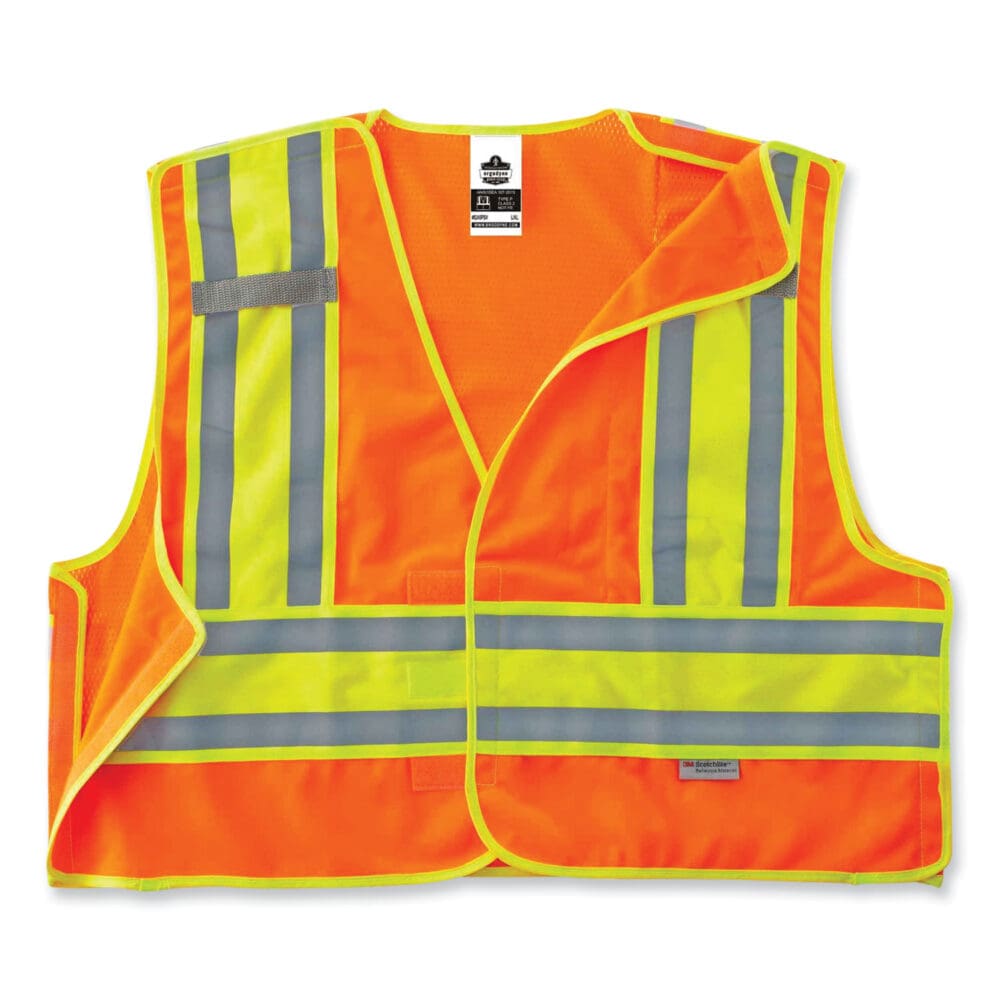 GloWear 8245PSV Class 2 Public Safety Vest, Polyester, 4X-Large/5X-Large, Orange, Ships in 1-3 Business Days - Image 2