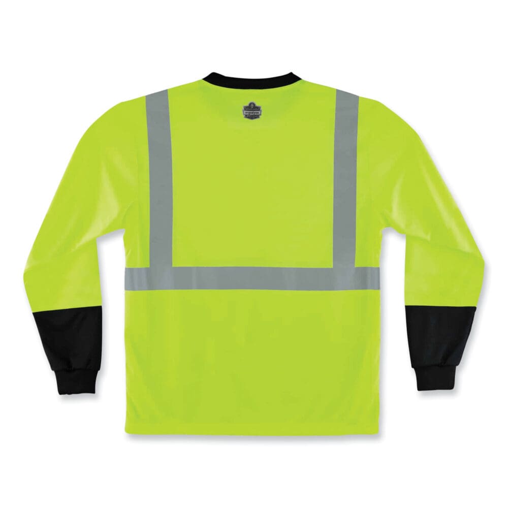 GloWear 8291BK Type R Class 2 Black Front Long Sleeve T-Shirt, Polyester, 5X-Large, Lime, Ships in 1-3 Business Days - Image 2