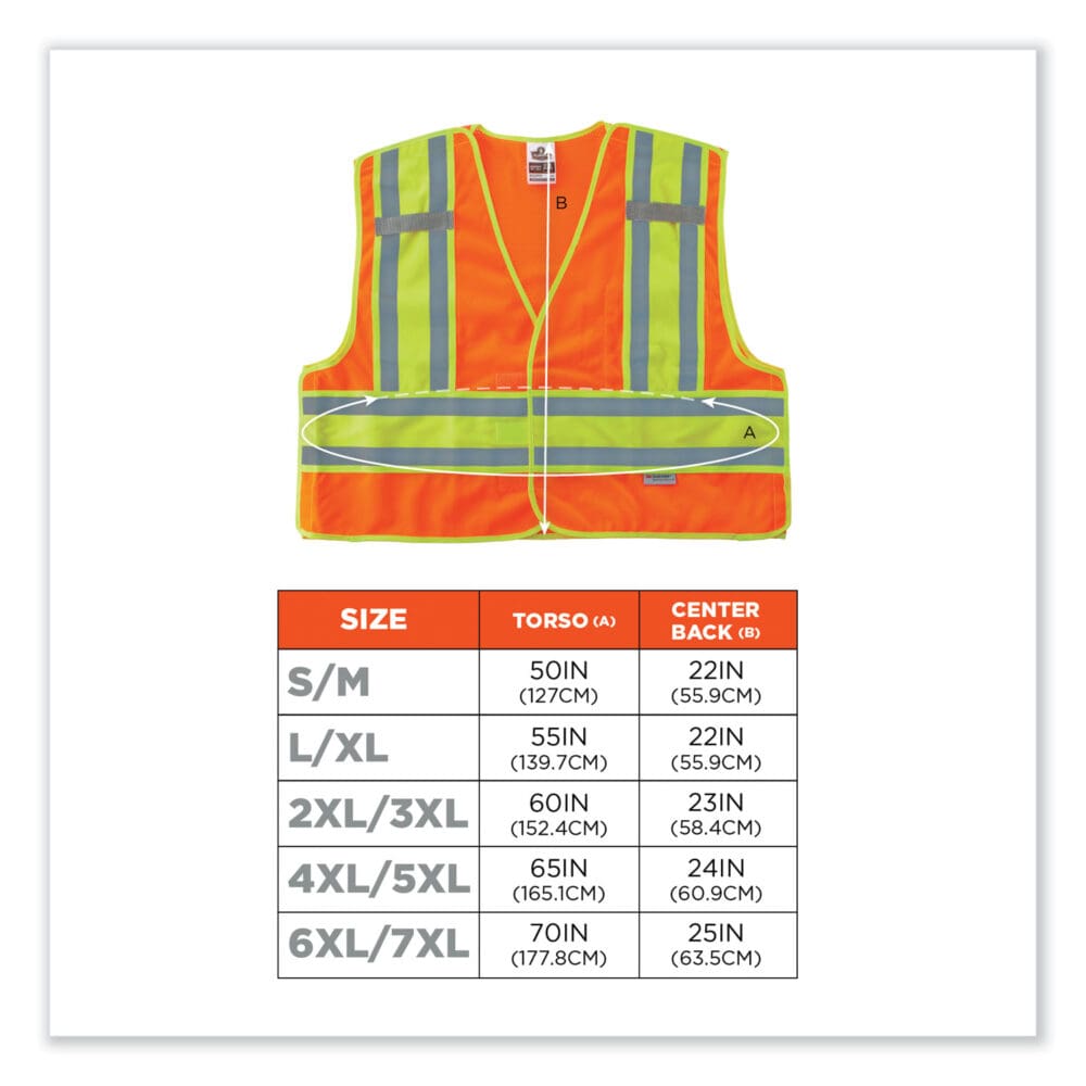 GloWear 8245PSV Class 2 Public Safety Vest, Polyester, 6X-Large/7X-Large, Orange, Ships in 1-3 Business Days - Image 5
