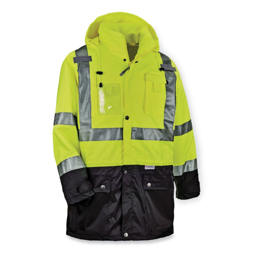 GloWear 8386 Class 3 Hi-Vis Outer Shell Jacket, Polyester, Medium, Lime, Ships in 1-3 Business Days - Image 4