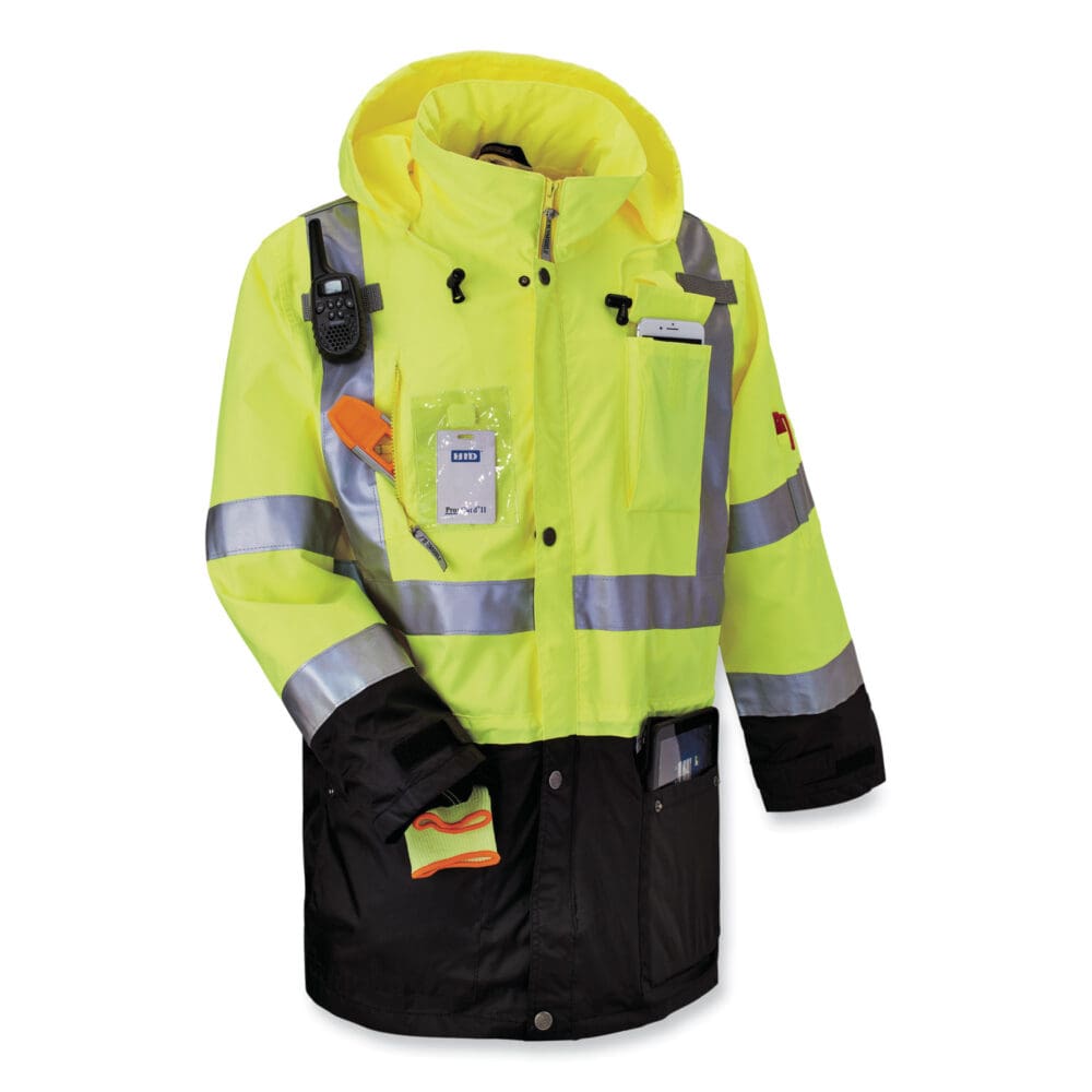 GloWear 8386 Class 3 Hi-Vis Outer Shell Jacket, Polyester, Large, Lime, Ships in 1-3 Business Days - Image 4