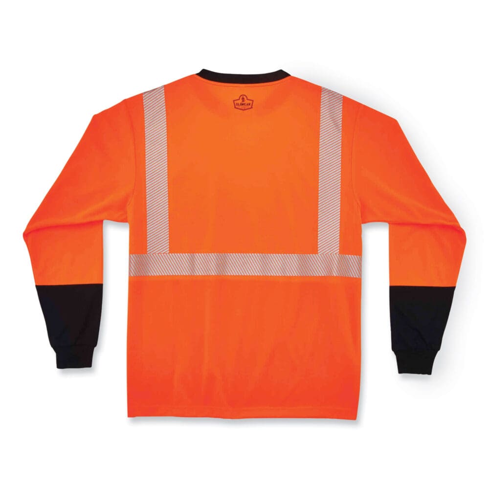 GloWear 8281BK Class 2 Long Sleeve Shirt with Black Bottom, Polyester, X-Large, Orange, Ships in 1-3 Business Days - Image 2