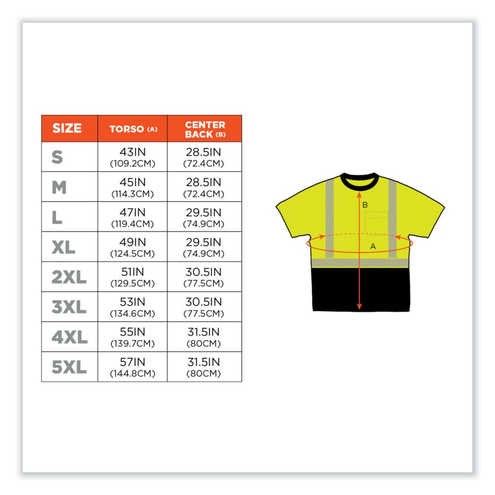GloWear 8280BK Class 2 Performance T-Shirt with Black Bottom, Polyester, X-Large, Lime, Ships in 1-3 Business Days - Image 4