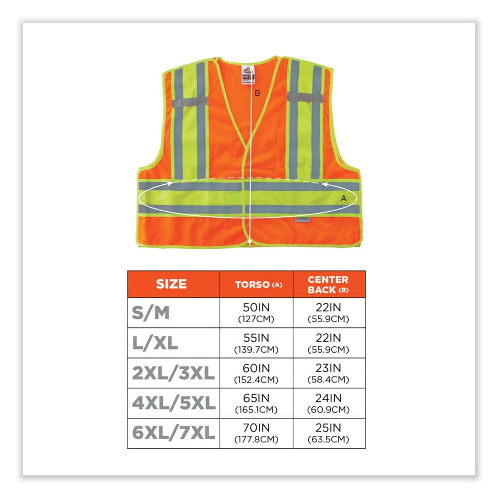 GloWear 8245PSV Class 2 Public Safety Vest, Polyester, 2X-Large/3X-Large, Orange, Ships in 1-3 Business Days - Image 2