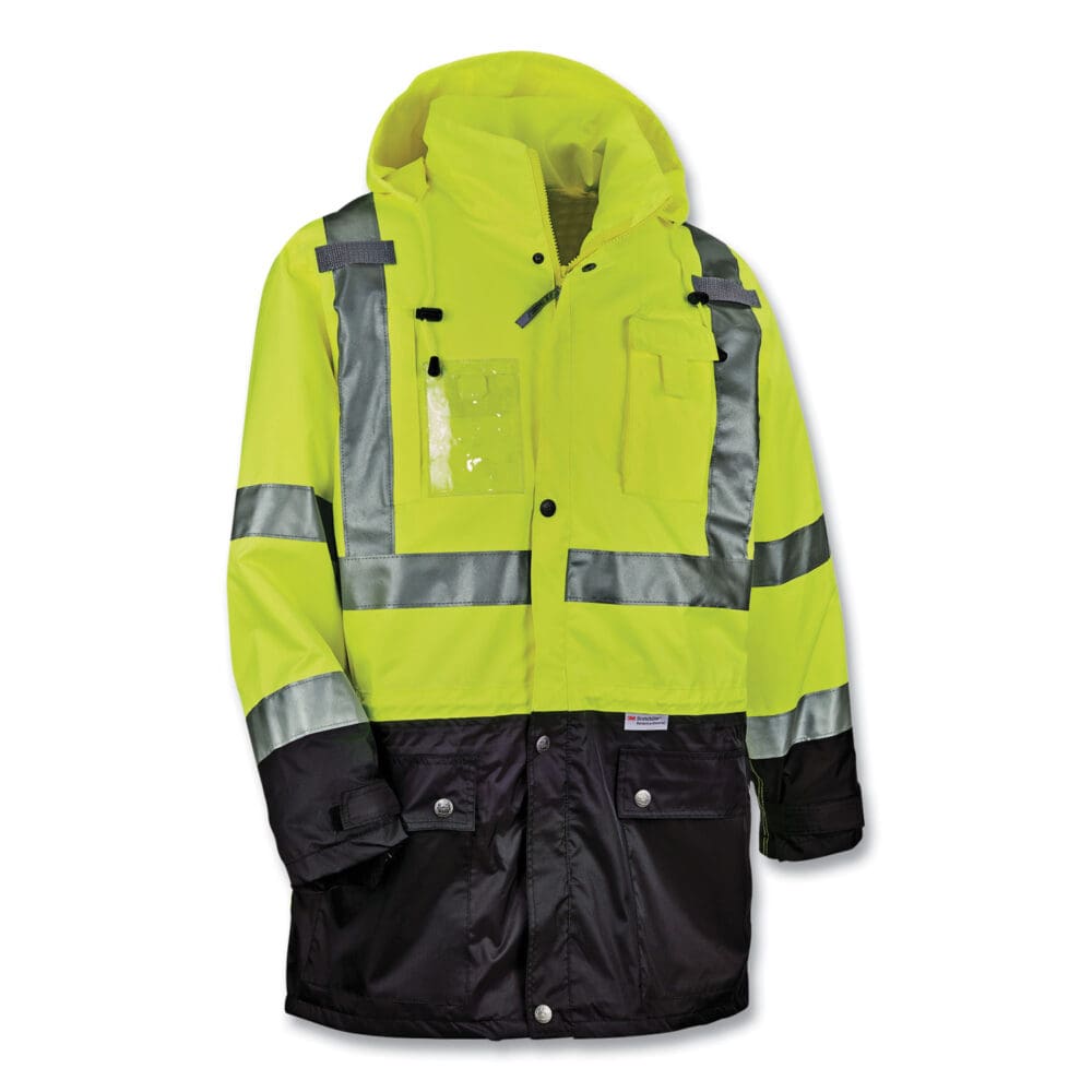 GloWear 8386 Class 3 Hi-Vis Outer Shell Jacket, Polyester, X-Large, Lime, Ships in 1-3 Business Days - Image 2
