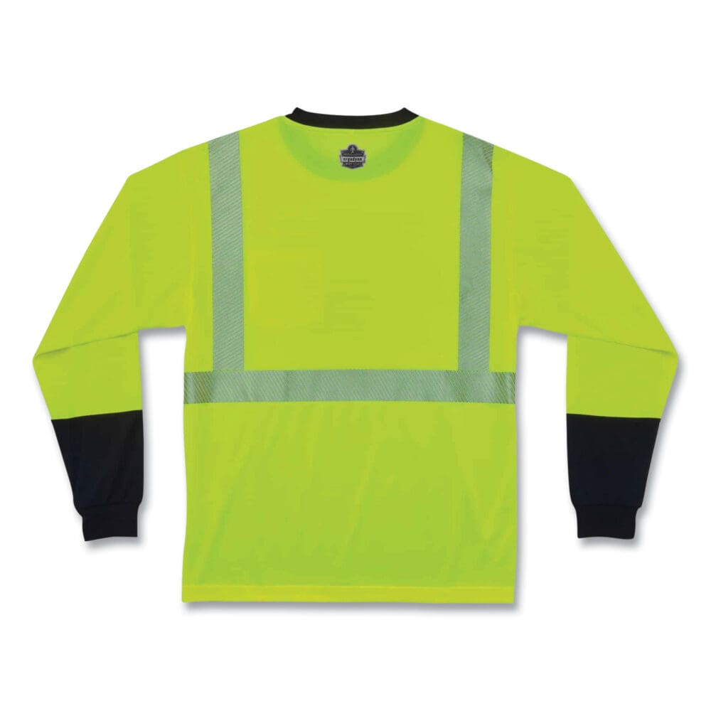 GloWear 8281BK Class 2 Long Sleeve Shirt with Black Bottom, Polyester, Medium, Lime, Ships in 1-3 Business Days - Image 2