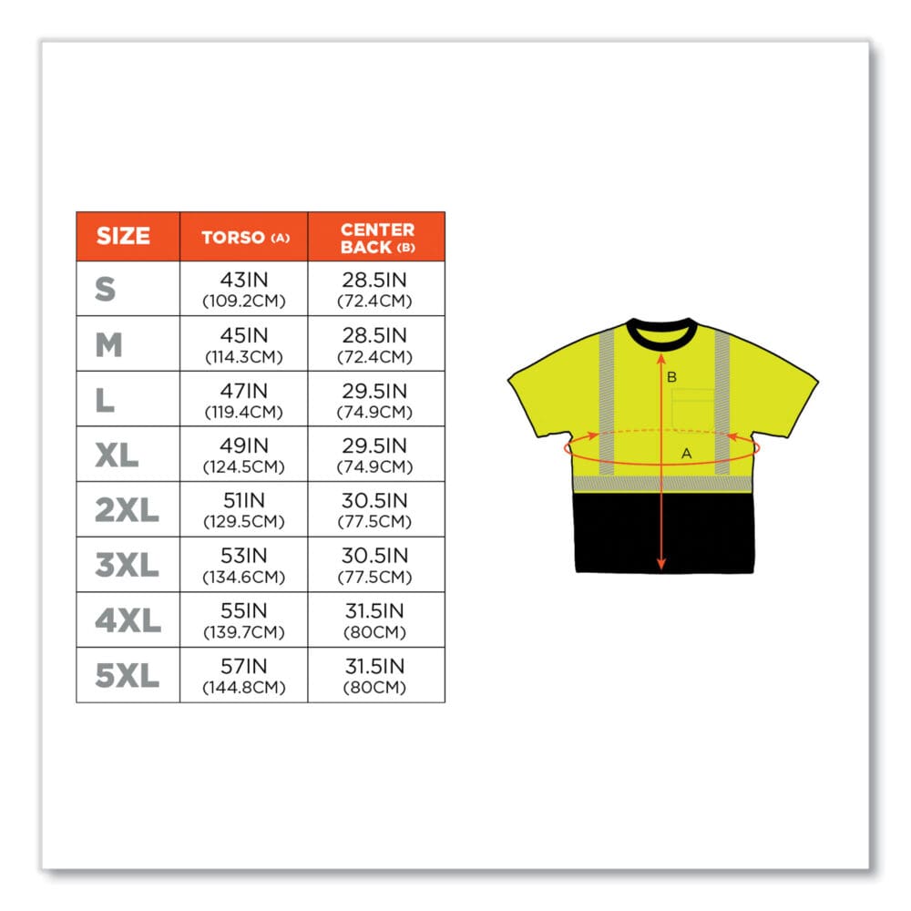 GloWear 8280BK Class 2 Performance T-Shirt with Black Bottom, Polyester, 2X-Large, Lime, Ships in 1-3 Business Days - Image 2