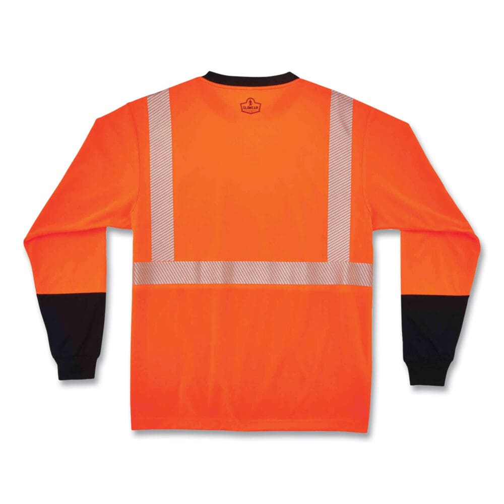 GloWear 8281BK Class 2 Long Sleeve Shirt with Black Bottom, Polyester, 2X-Large, Orange, Ships in 1-3 Business Days - Image 3