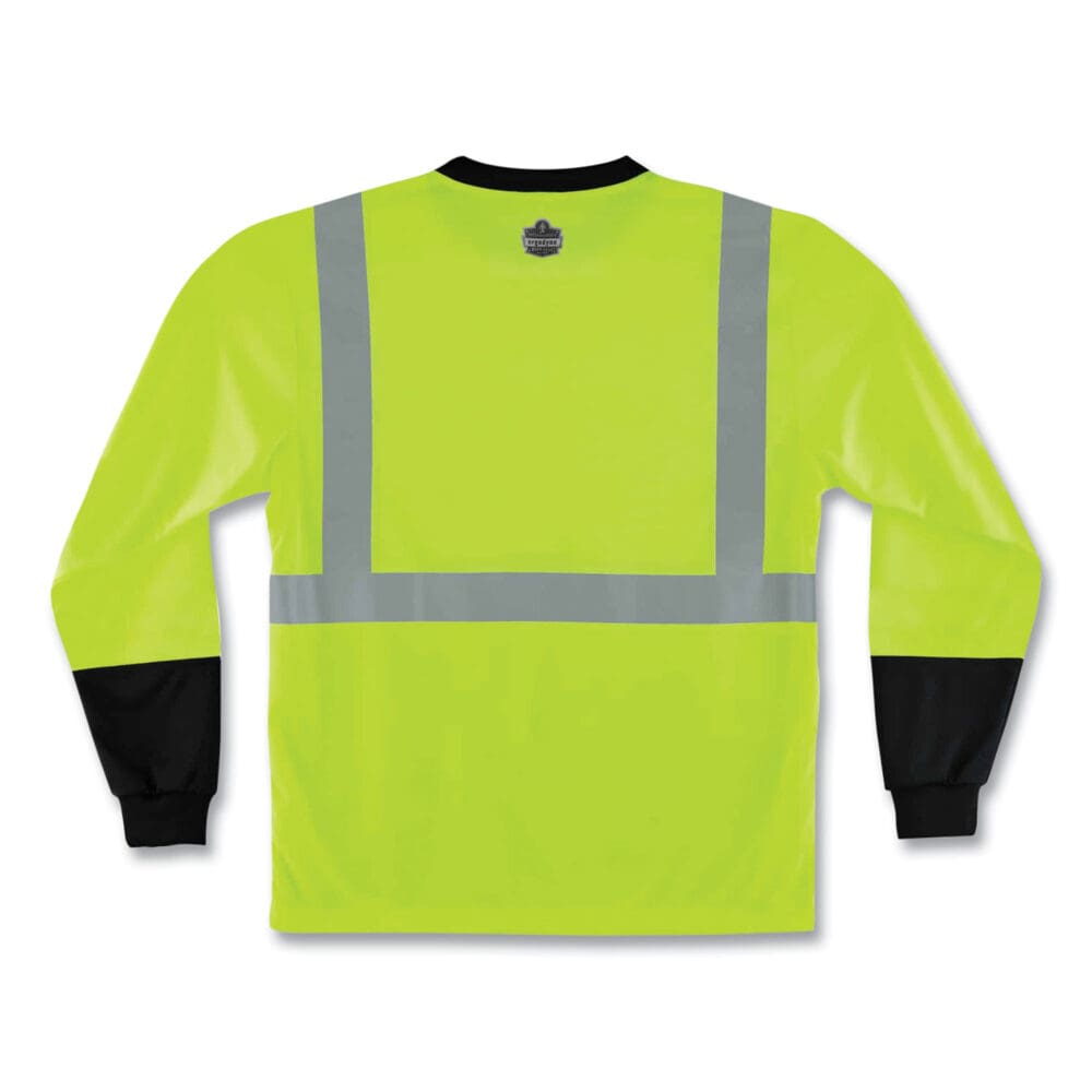 GloWear 8291BK Type R Class 2 Black Front Long Sleeve T-Shirt, Polyester, 2X-Large, Lime, Ships in 1-3 Business Days - Image 3