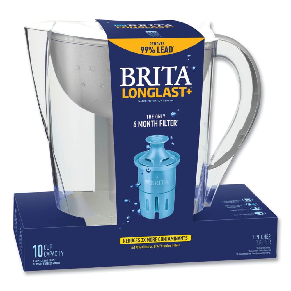 Pacifica Pitcher with Longlast+ Filter, 0.63 gal, White/Clear - Image 8