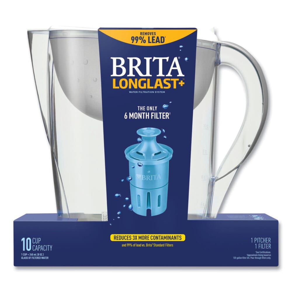 Pacifica Pitcher with Longlast+ Filter, 0.63 gal, White/Clear - Image 3