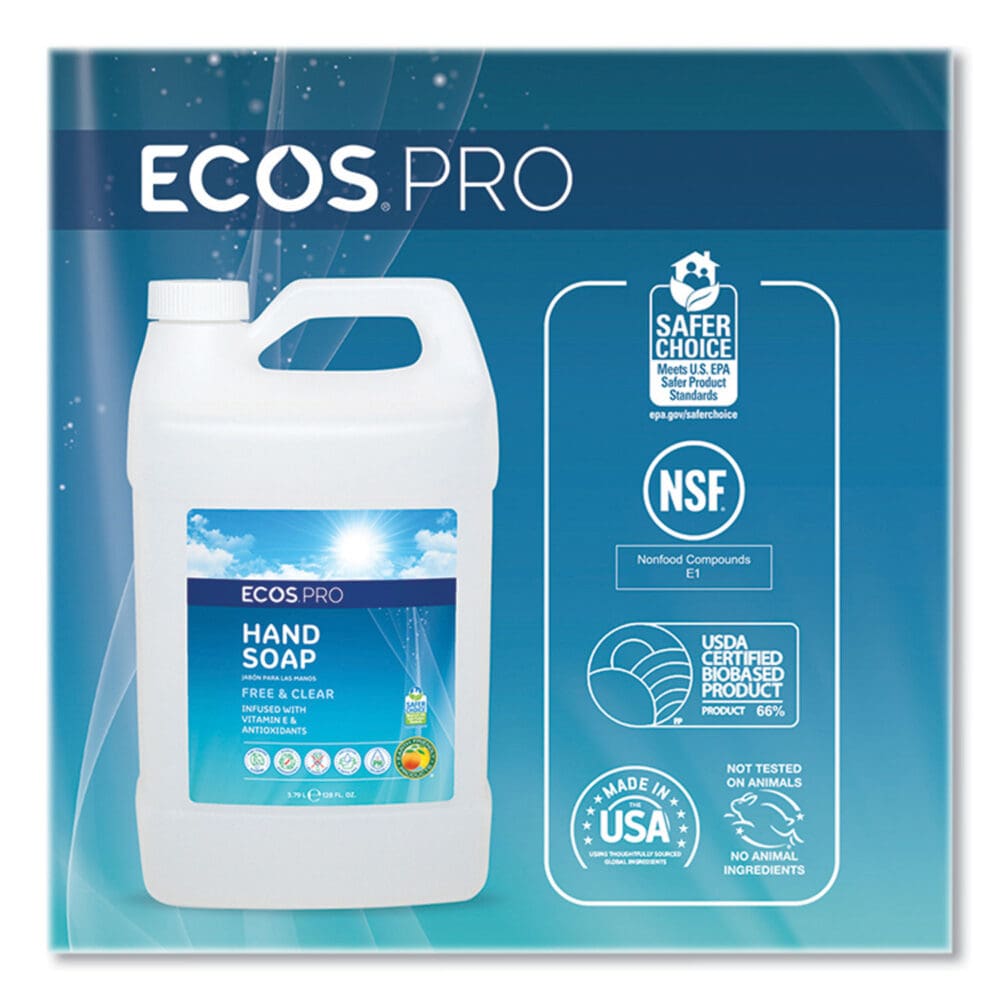 Liquid Hand Soap, Free and Clean Scent, 1 gal Bottle - Image 6