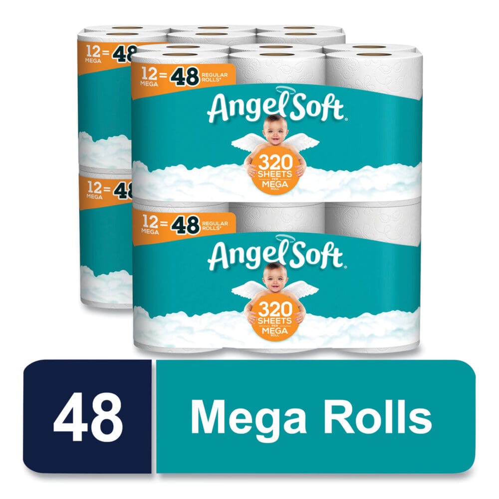 Mega Toilet Paper, Septic Safe, 2-Ply, White, 320 Sheets/Roll, 48 Rolls/Pack - Image 3