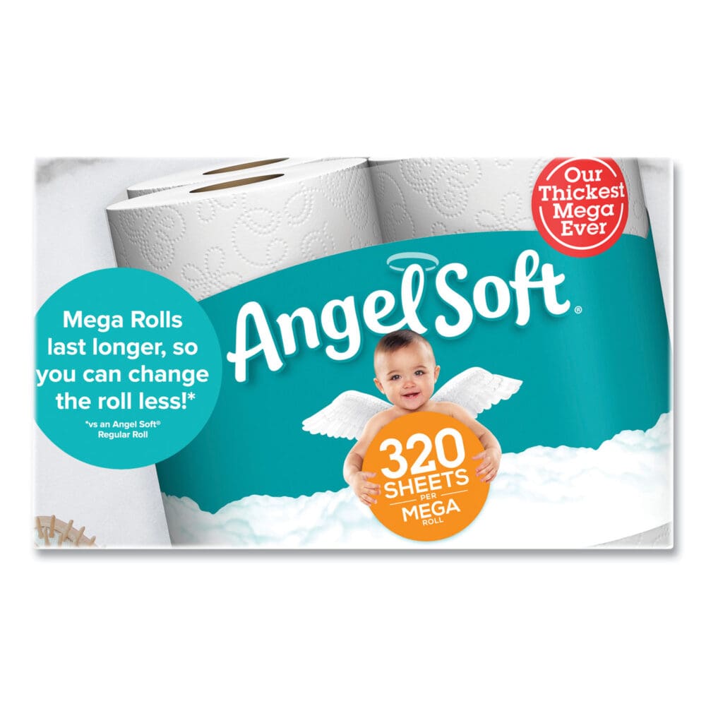Mega Toilet Paper, Septic Safe, 2-Ply, White, 320 Sheets/Roll, 48 Rolls/Pack - Image 2