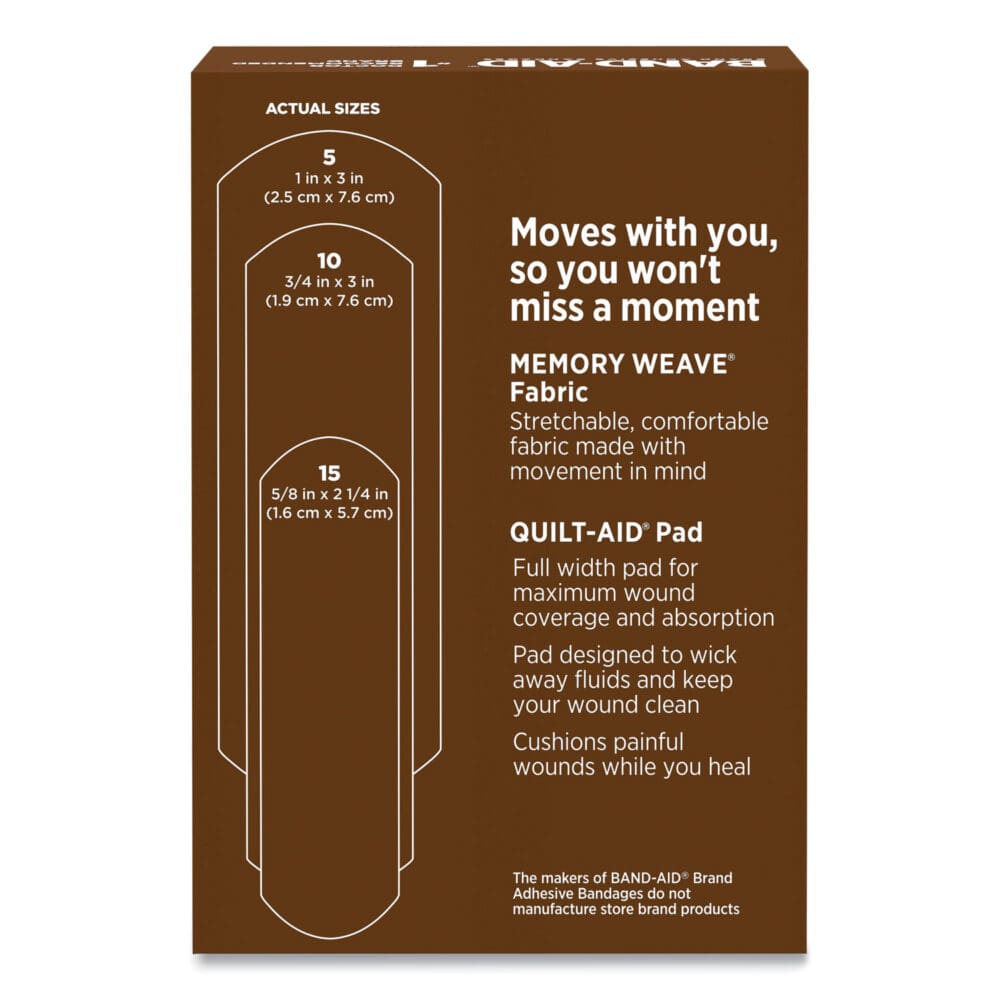 OurTone Adhesive Bandages, BR65, 2.25 x 0.63; 3 x 0.75; 3 x 1, Deep Brown, 30/Pack - Image 6