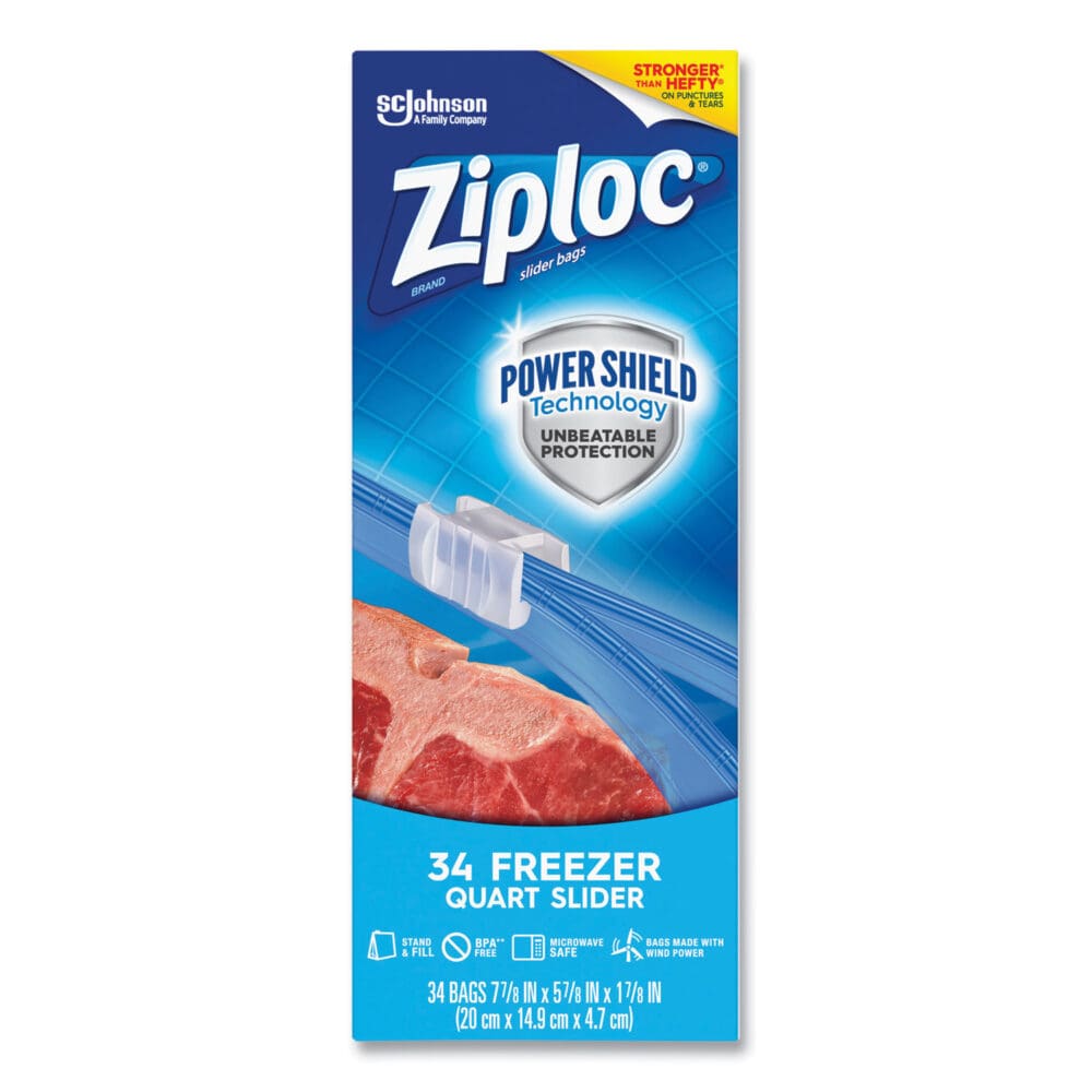 Slider Freezer Bags, 1 qt, 1.75 mil, 5.88" x 1.88" x 7.88", Clear, 34/Box - Image 4
