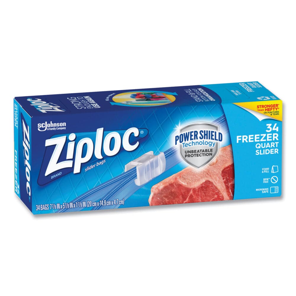 Slider Freezer Bags, 1 qt, 1.75 mil, 5.88" x 1.88" x 7.88", Clear, 34/Box - Image 3
