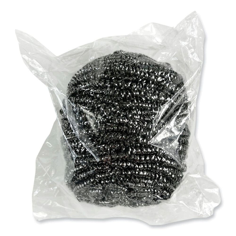 Stainless Steel Scrubber, 3.93 x 1.96, Silver, 72/Carton - Image 4