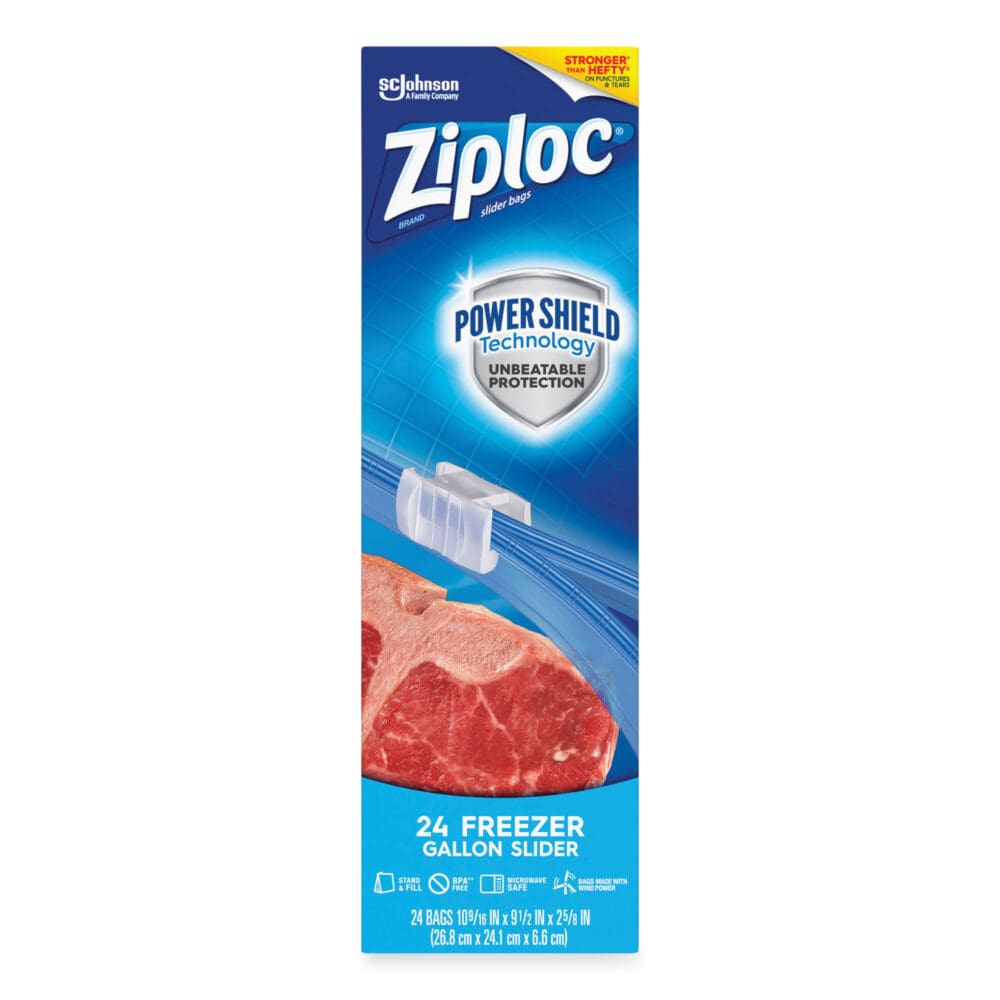 Slider Freezer Bags, 1 gal, 1.75 mil, 9.5" x 2.63" x 10.56", Clear, 24/Box - Image 4