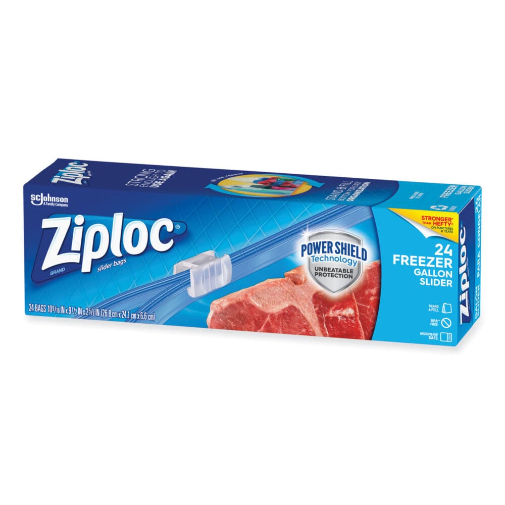 Slider Freezer Bags, 1 gal, 1.75 mil, 9.5" x 2.63" x 10.56", Clear, 24/Box - Image 2