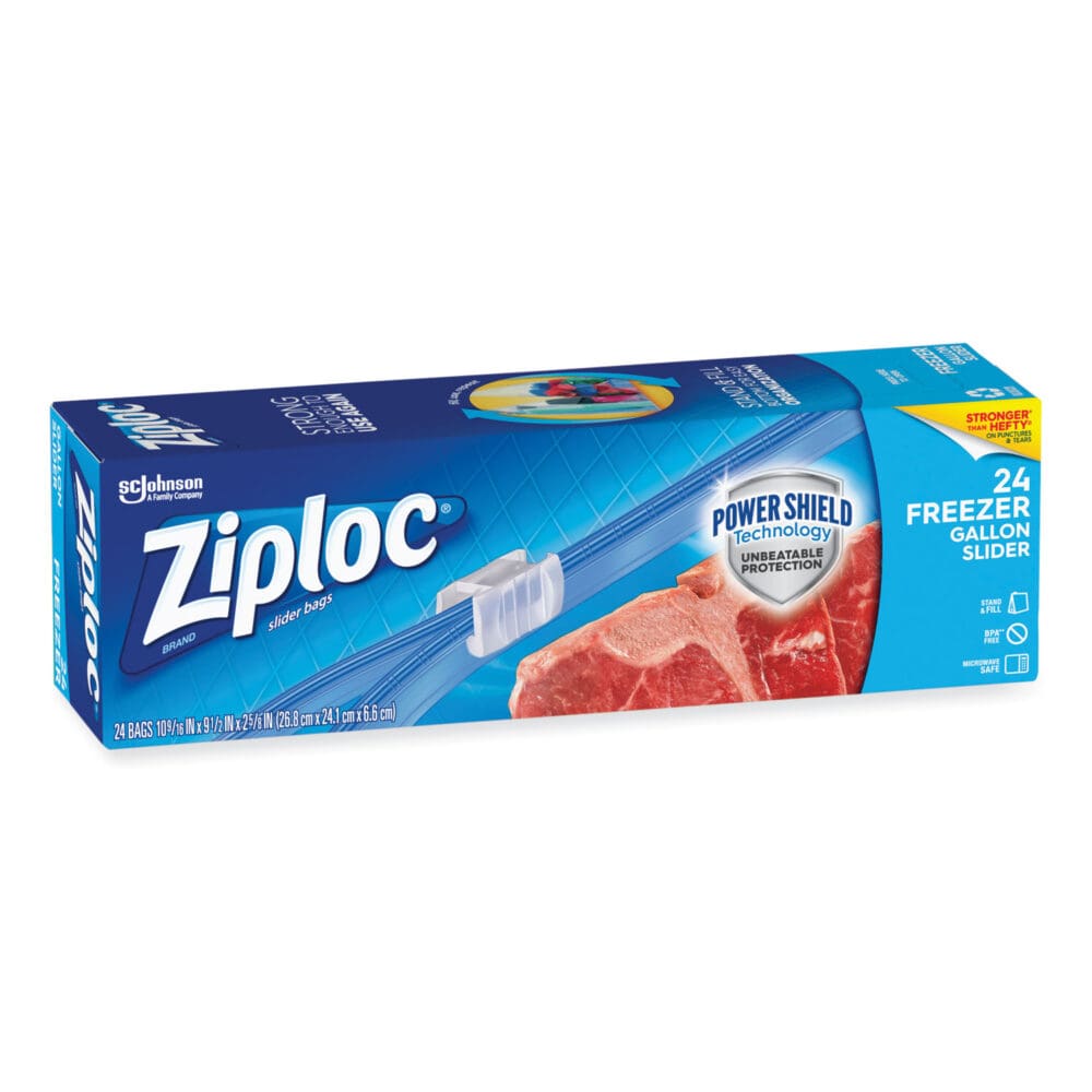 Slider Freezer Bags, 1 gal, 1.75 mil, 9.5" x 2.63" x 10.56", Clear, 24/Box - Image 3