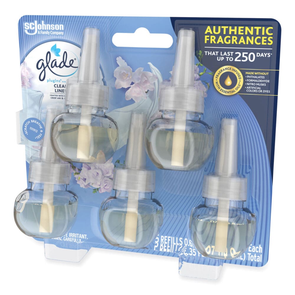 Plugins Scented Oil Refill, Clean Linen, 0.67 oz, 5/Pack - Image 2