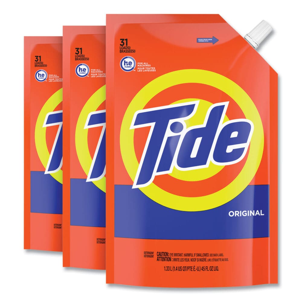 Pouch HE Liquid Laundry Detergent, Tide Original Scent, 35 Loads, 45 oz, 3/Carton - Image 4
