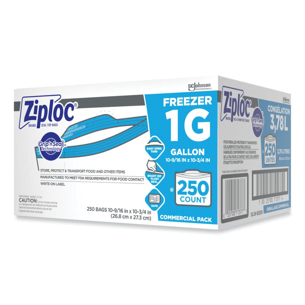 Double Zipper Freezer Bags, 1 gal, 2.7 mil, 10.56" x 10.75", Clear, 250/Carton - Image 5