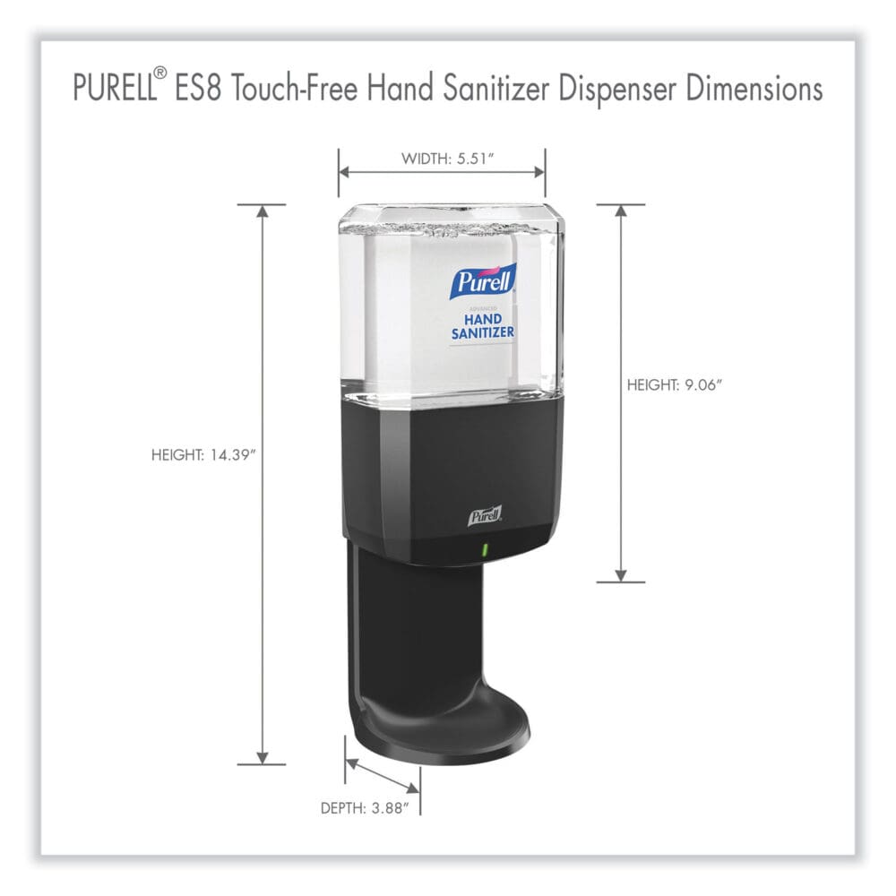 ES8 Touch Free Hand Sanitizer Dispenser, 1,200 mL, 5.25 x 8.56 x 12.13, Graphite - Image 5