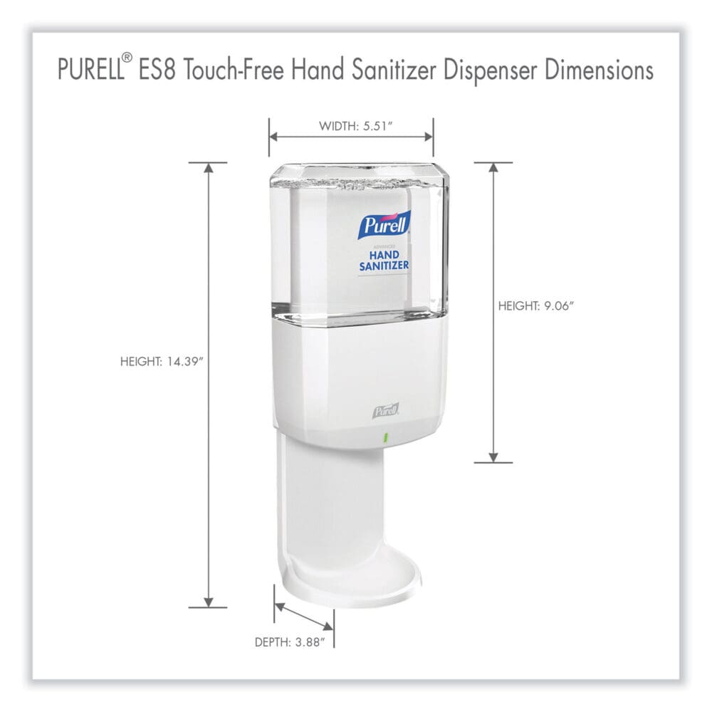 ES8 Touch Free Hand Sanitizer Dispenser, 1,200 mL, 5.25 x 8.56 x 12.13, White - Image 4