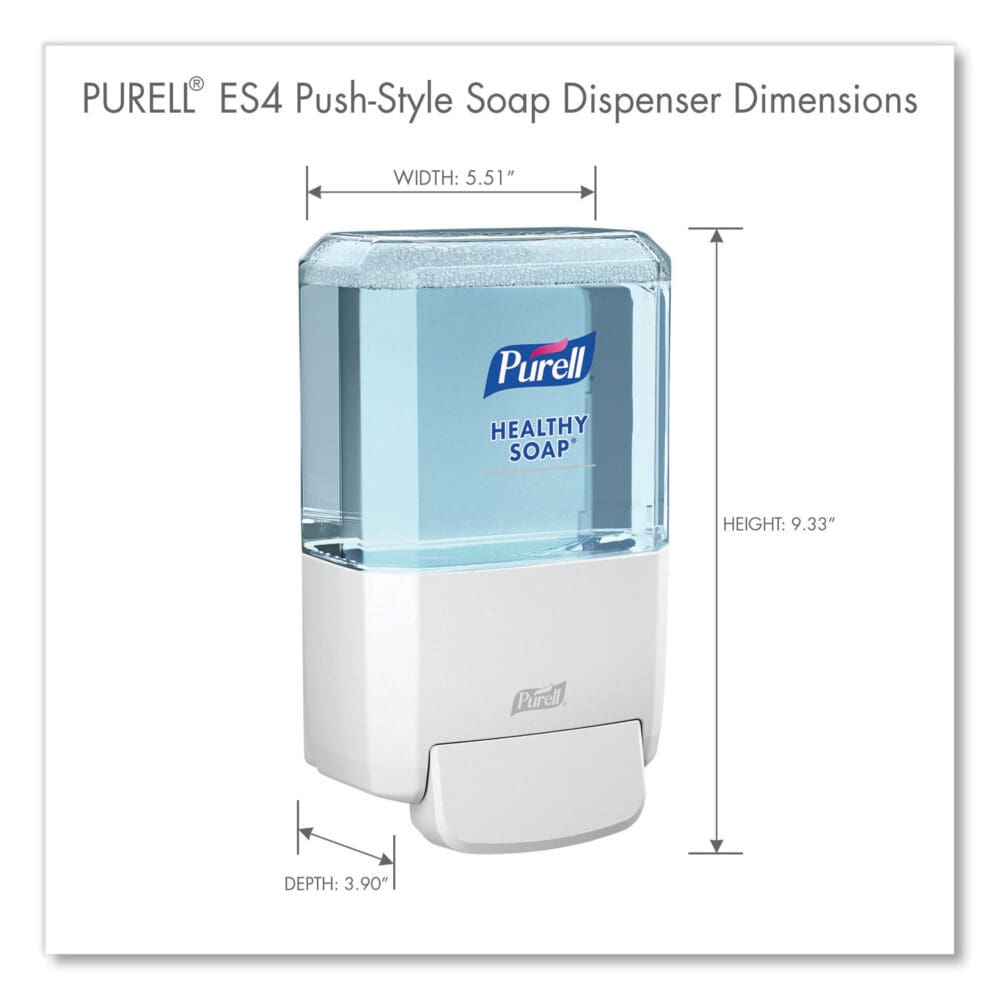 ES4 Soap Push-Style Dispenser, 1,200 mL, 4.88 x 8.8 x 11.38, White - Image 4