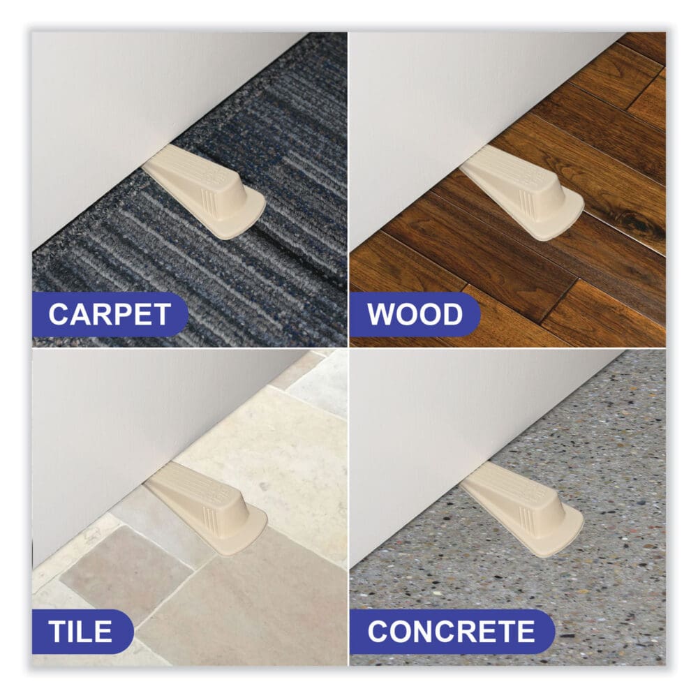 Big Foot Doorstop, No Slip Rubber Wedge, 2.25w x 4.75d x 1.25h, Beige, 2/Pack - Image 2