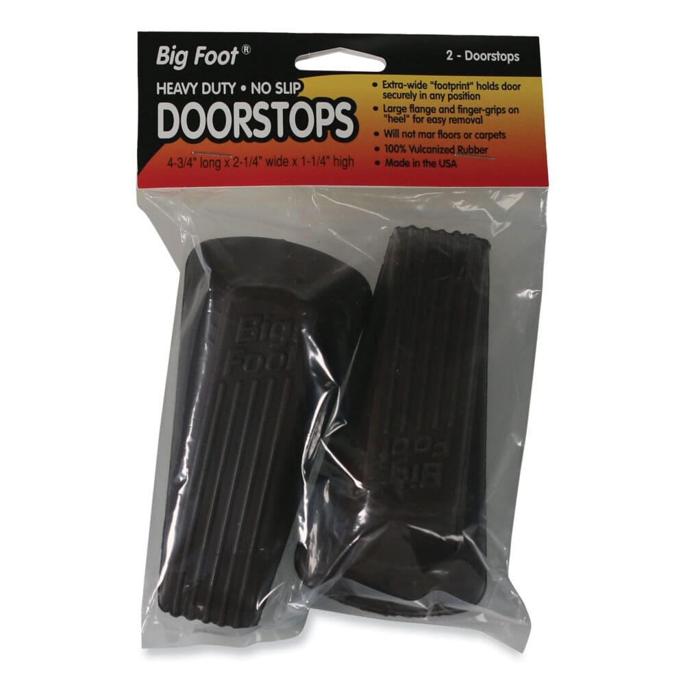 Big Foot Doorstop, No Slip Rubber Wedge, 2.25w x 4.75d x 1.25h, Brown, 2/Pack - Image 5
