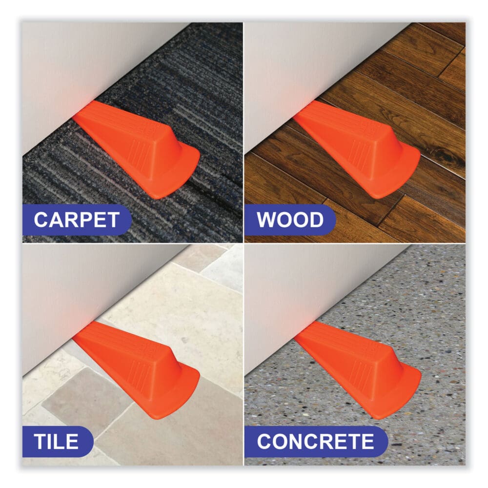Giant Foot Doorstop, No-Slip Rubber Wedge, 3.5w x 6.75d x 2h, Safety Orange - Image 4