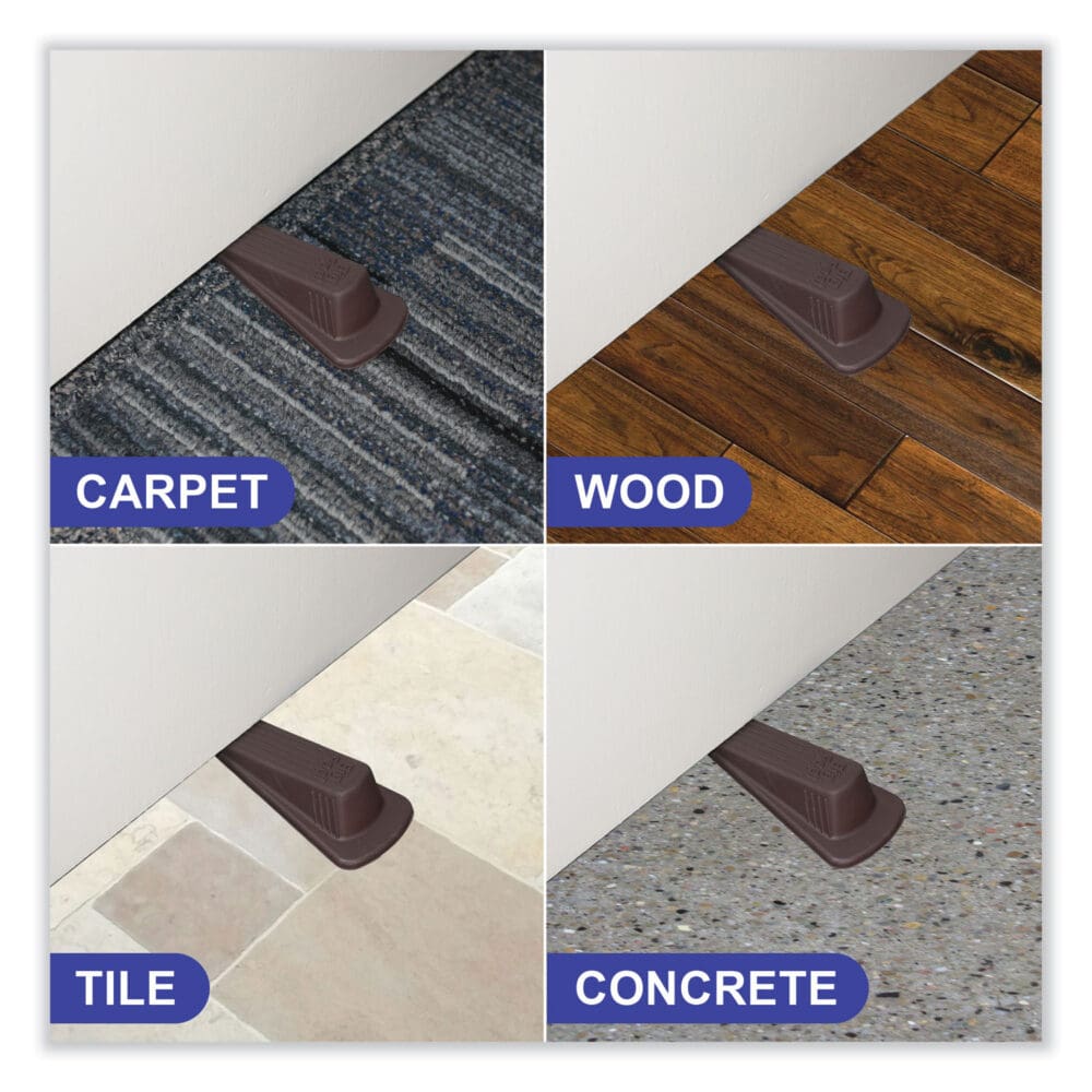 Big Foot Doorstop, No Slip Rubber Wedge, 2.25w x 4.75d x 1.25h, Brown, 2/Pack - Image 2
