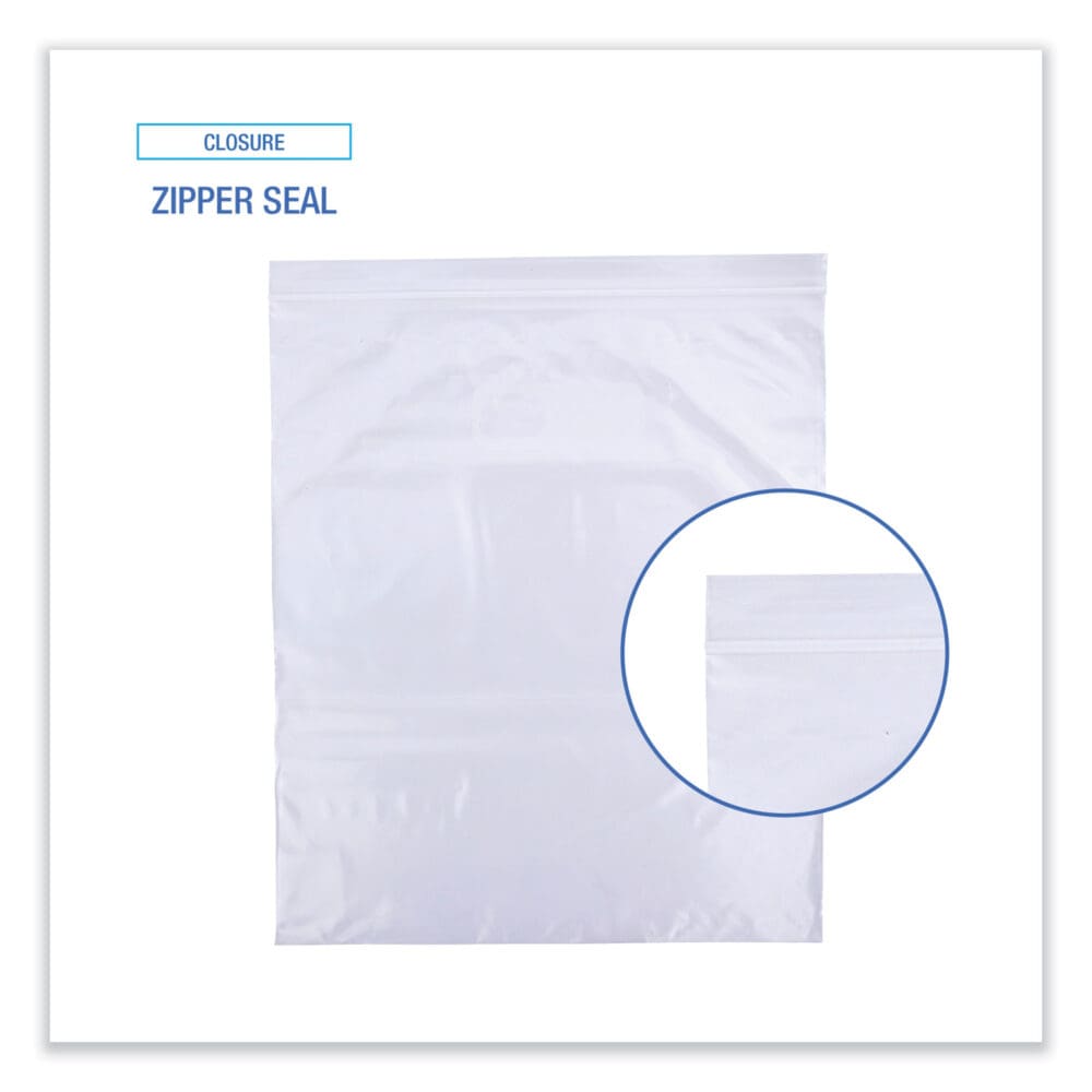 Reclosable Food Storage Bags, 2 gal, 2.7 mil, 13" x 15", Clear, 100/Box - Image 5