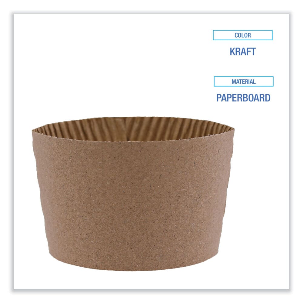 Cup Sleeves, Fits 10 oz to 20 oz Hot Cups, Kraft, 1,200/Carton - Image 2