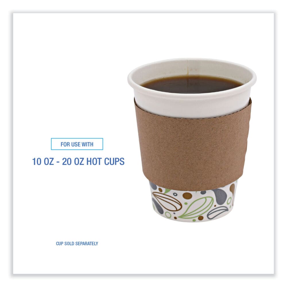 Cup Sleeves, Fits 10 oz to 20 oz Hot Cups, Kraft, 1,200/Carton - Image 3