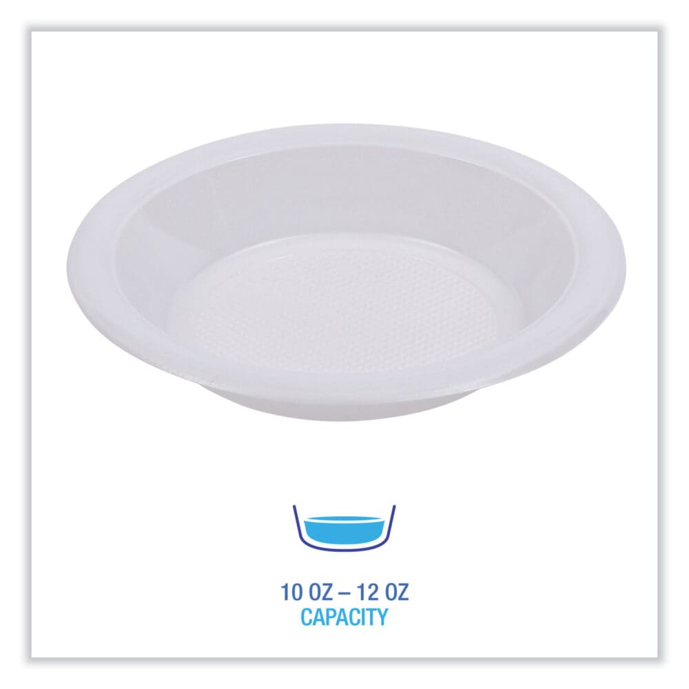 Hi-Impact Plastic Dinnerware, Bowl, 10 to 12 oz, White, 1,000/Carton - Image 5