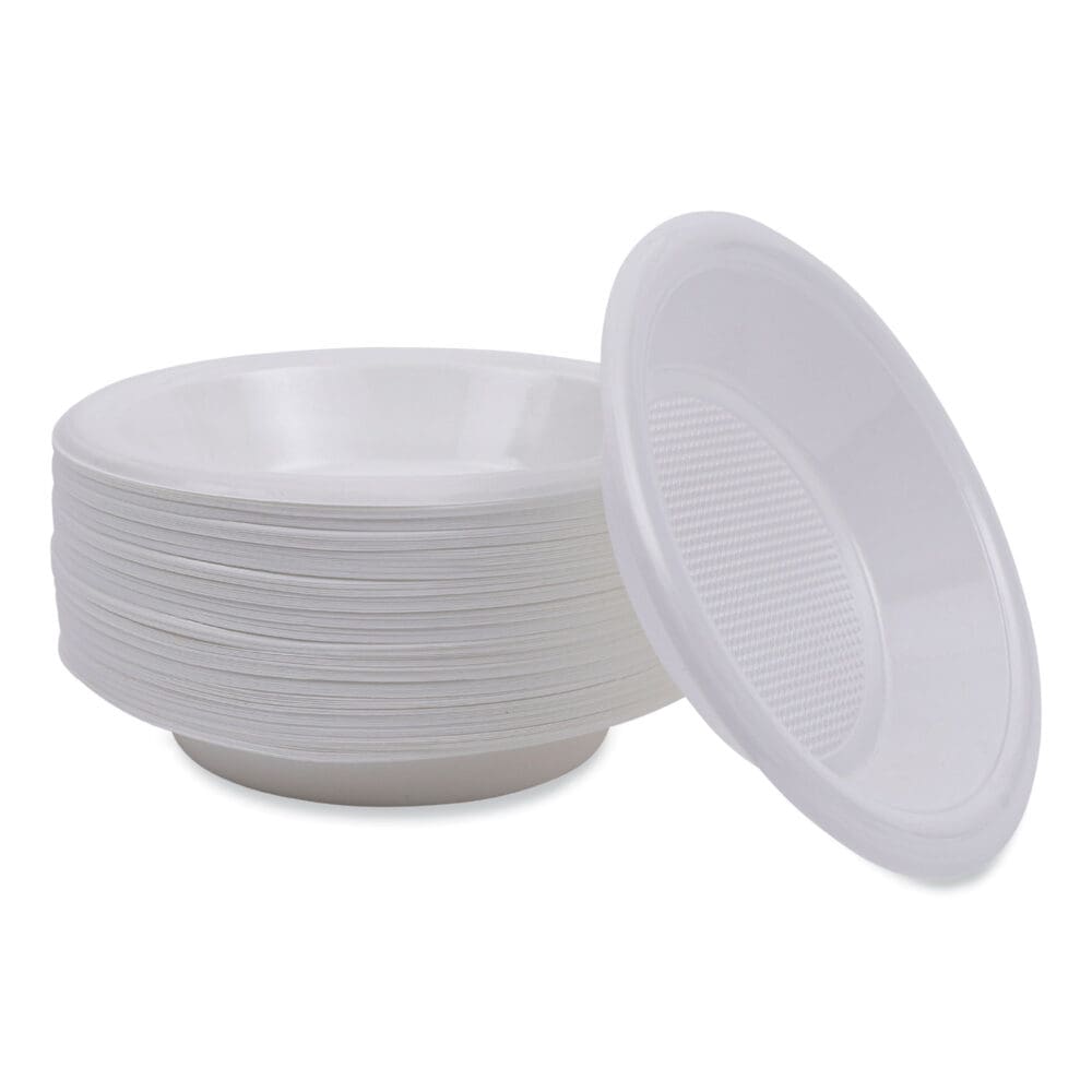 Hi-Impact Plastic Dinnerware, Bowl, 10 to 12 oz, White, 1,000/Carton - Image 6