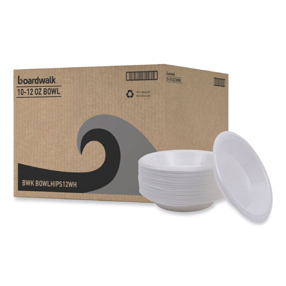 Hi-Impact Plastic Dinnerware, Bowl, 10 to 12 oz, White, 1,000/Carton - Image 8