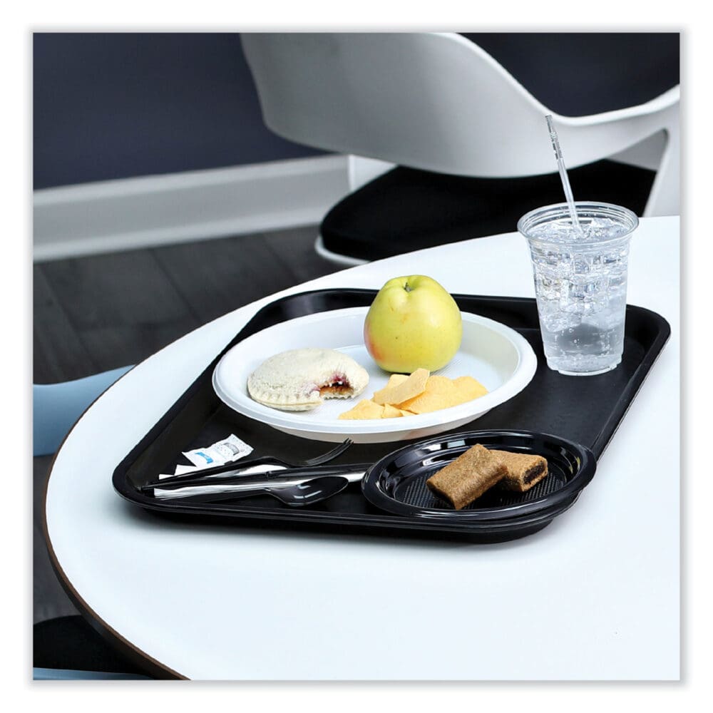 Six-Piece Cutlery Kit, Condiment/Fork/Knife/Napkin/Teaspoon, Black, 250/Carton - Image 5