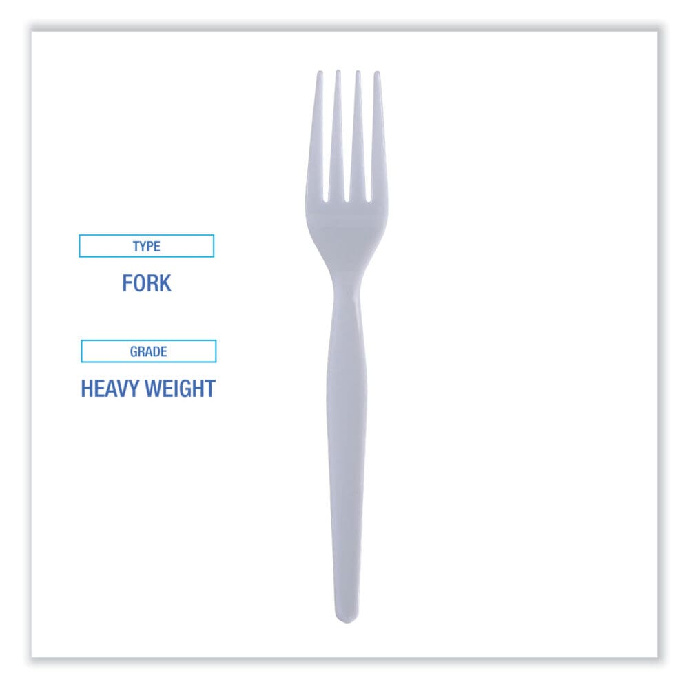 Heavyweight Polystyrene Cutlery, Fork, White, 1000/Carton - Image 3