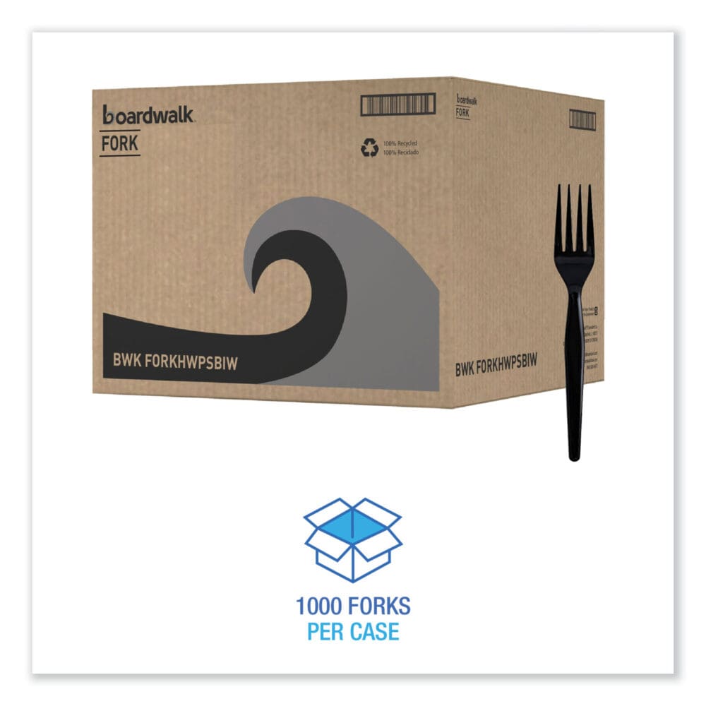 Heavyweight Wrapped Polystyrene Cutlery, Fork, Black, 1,000/Carton - Image 10