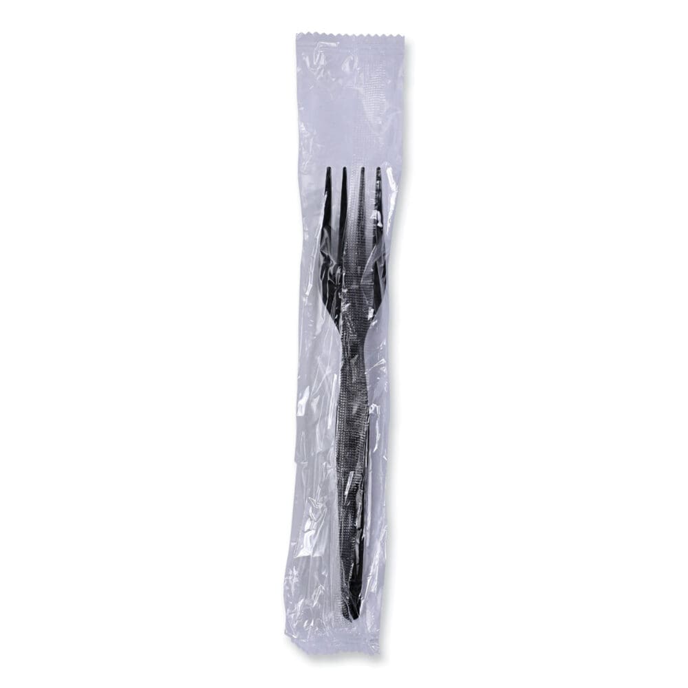 Heavyweight Wrapped Polystyrene Cutlery, Fork, Black, 1,000/Carton - Image 9