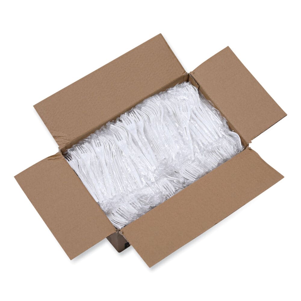 Mediumweight Wrapped Polypropylene Cutlery, Fork, White, 1000/Carton - Image 8