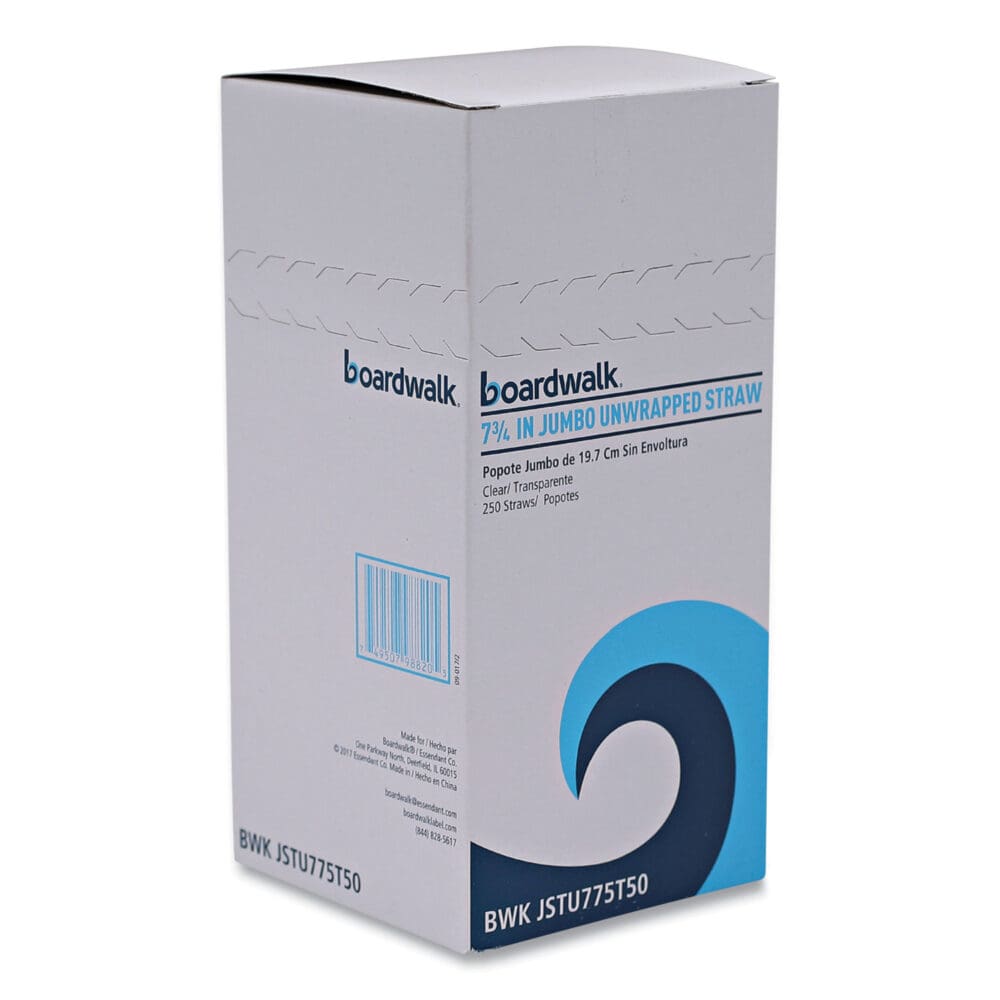 Jumbo Straws, 7.75", Plastic, Translucent, Unwrapped, 250/Pack, 50 Packs/Carton - Image 6