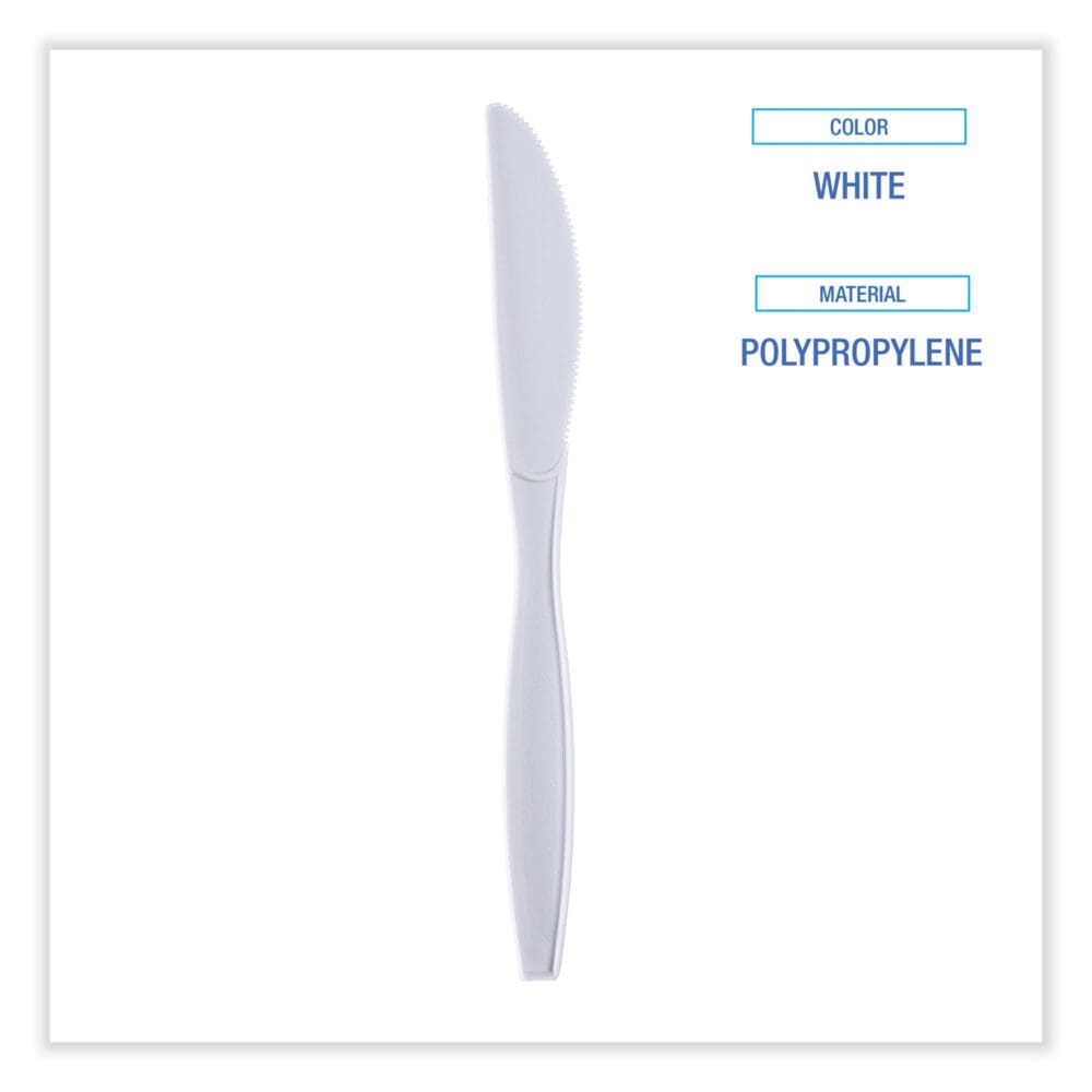 Heavyweight Wrapped Polypropylene Cutlery, Knife, White, 1,000/Carton - Image 2